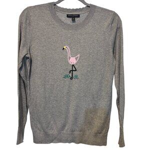 Banana Republic Pink Flamingo Gray Long Sleeve Crew Neck Sweater